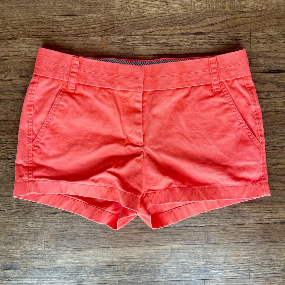J. Crew Coral High-Waist Cotton Shorts
